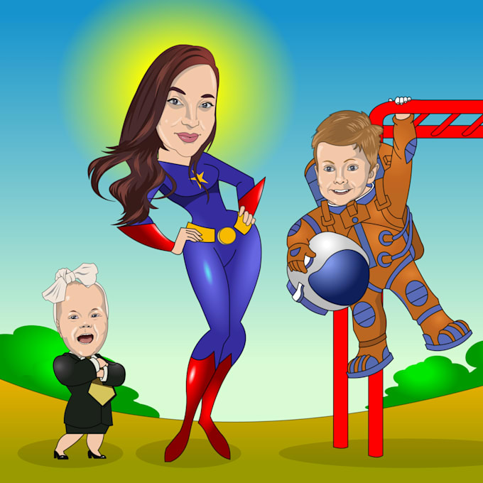 do caricature and background in just dollar 5
