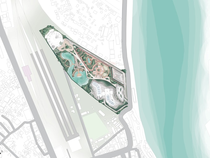 do 2d site plan and photoshop render