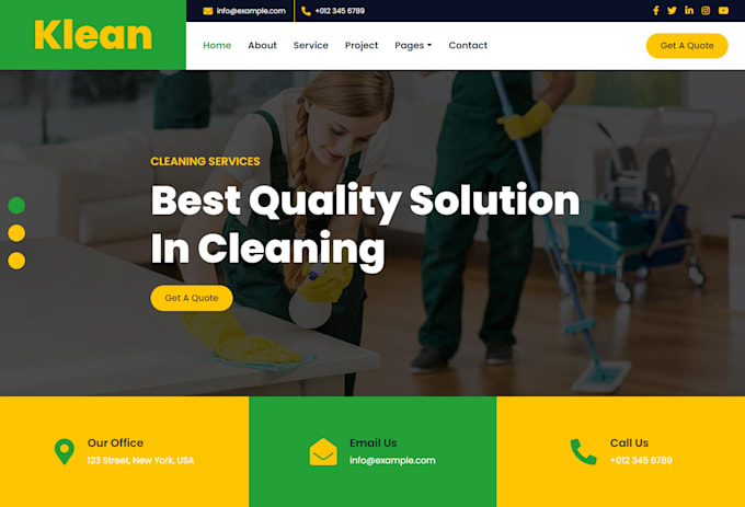 design a professional cleaning service website