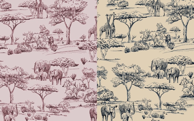 hand draw toile de jouy patterns for a unique textile design