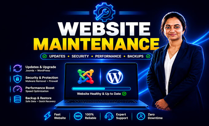 handle wordpress or joomla website backup, updates, upgrades and migration