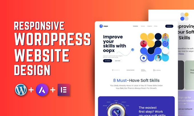 design responsive wordpress website or business website by elementor pro