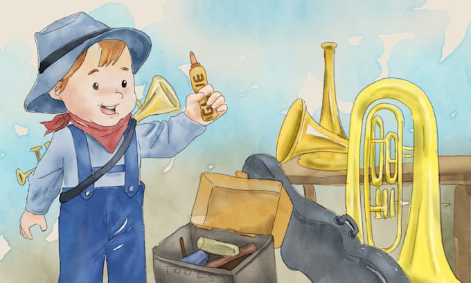 create watercolor illustrations for children book, landscape