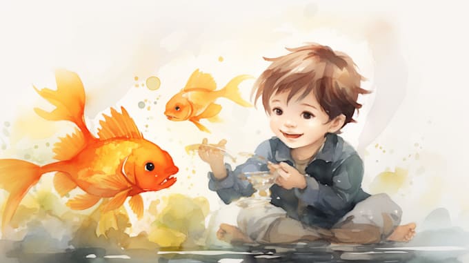 create watercolor illustrations for children book, landscape