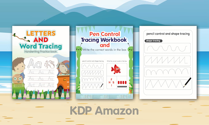 kids activity book alphabet letters tracing children illustration for amazon kdp