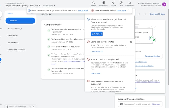 fix your suspended google ads account with diagnosis, appeal and audit