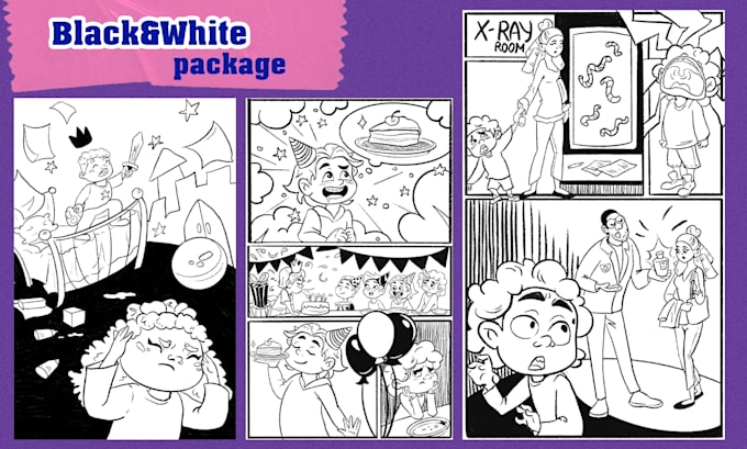 draw colorful children story book and comic pages