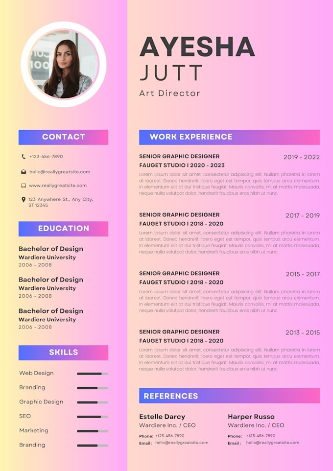 create  and design professional and attractive resume