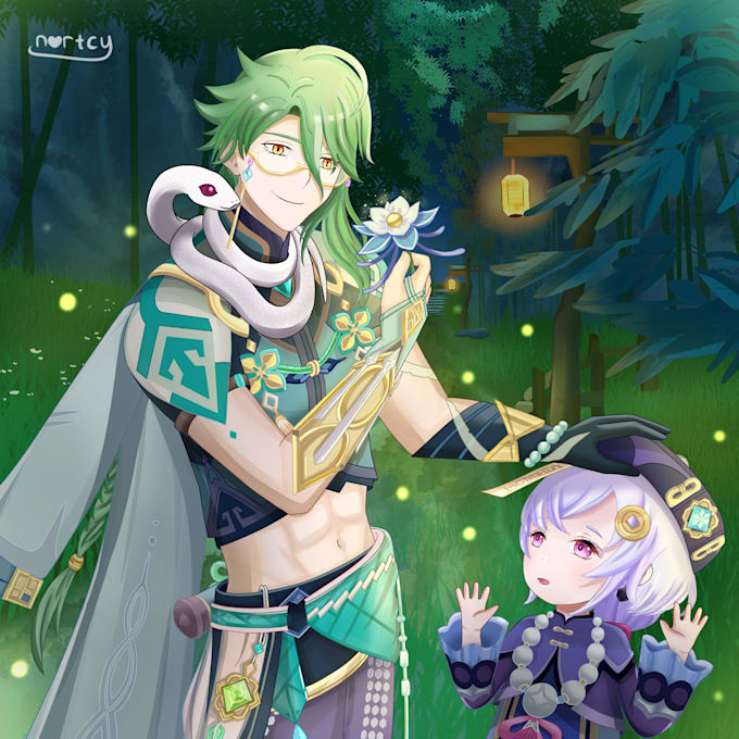 draw anime character illustration for vtuber, oc, or fanart