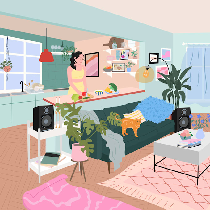 draw colourful digital illustration