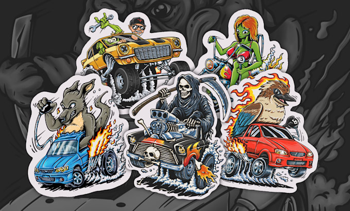 draw rat fink monster cartoon illustration for your merch