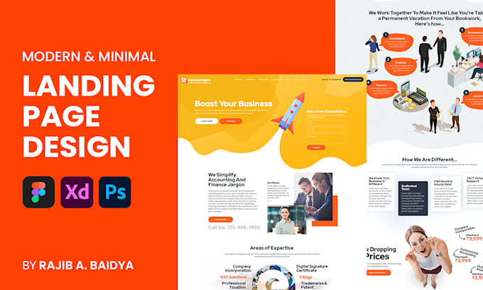 do landing page UI or website template in photoshop,figma