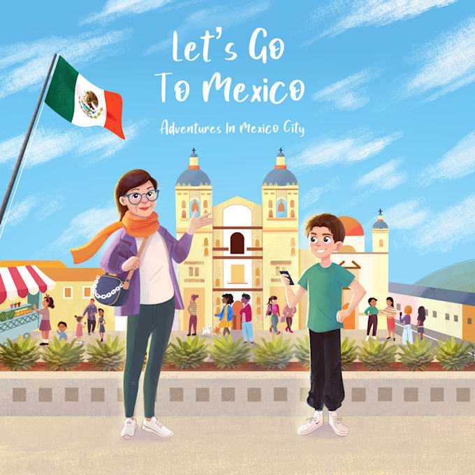 do bright modern colorful children book illustrations