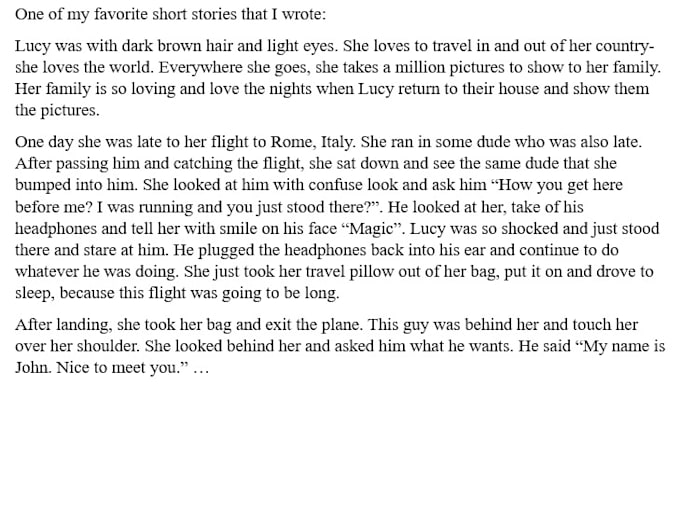 Create a short story about everything by Vili_madjarova Fiverr