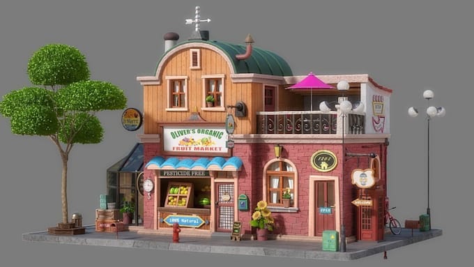 do create low poly 3d enviroment