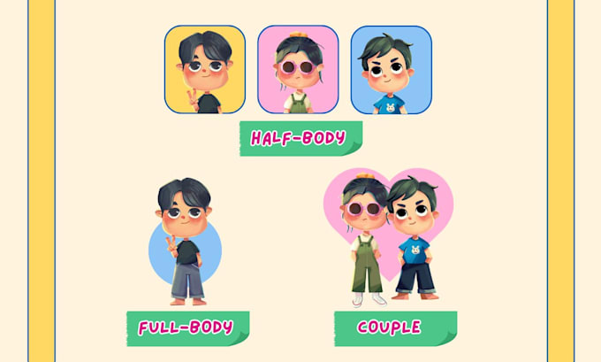 draw chibi character with cute art style and uniqe