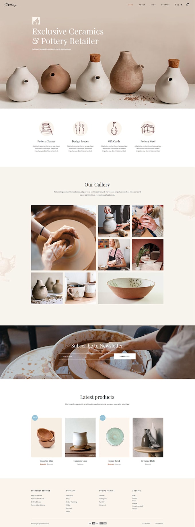 do pottery business website design