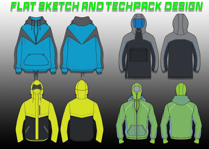 create detailed tech packs and flat sketches for apparels