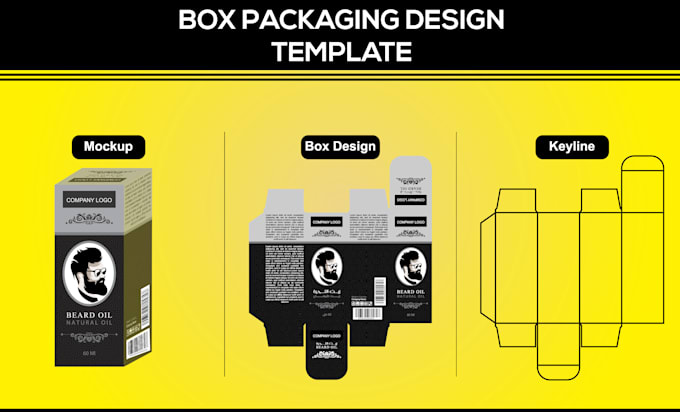 do beard hair oil label, box packaging, bottle design