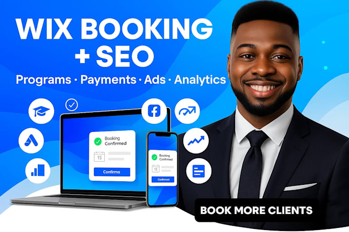 build wix booking calendar wix online programs setup wix SEO analytics website