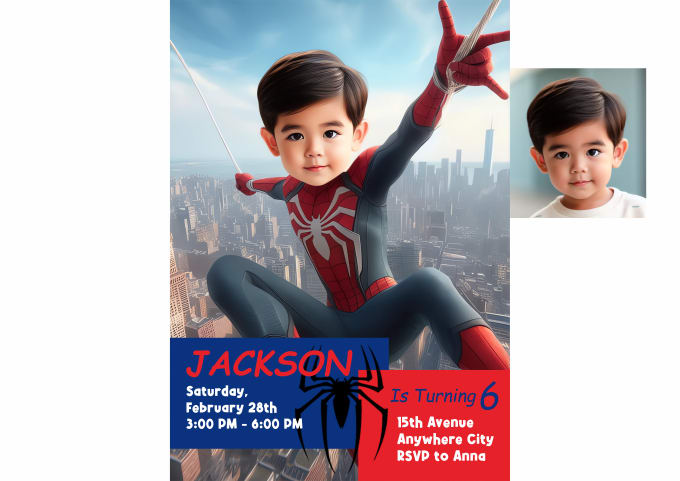 Invitación Cumpleaños Spider Man, diseño digital personalizable