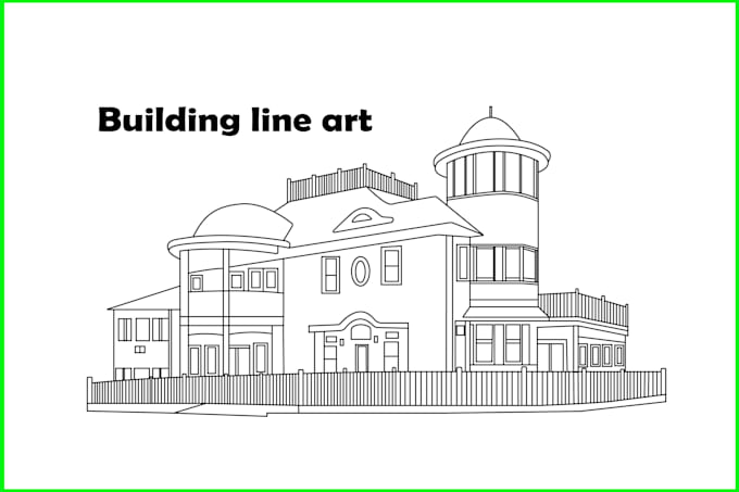 Draw a detailed building line art, ancient, architecture etc by Hossain ...