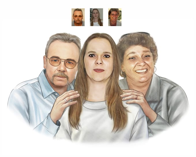 draw realistic colored portrait, sketch from photos