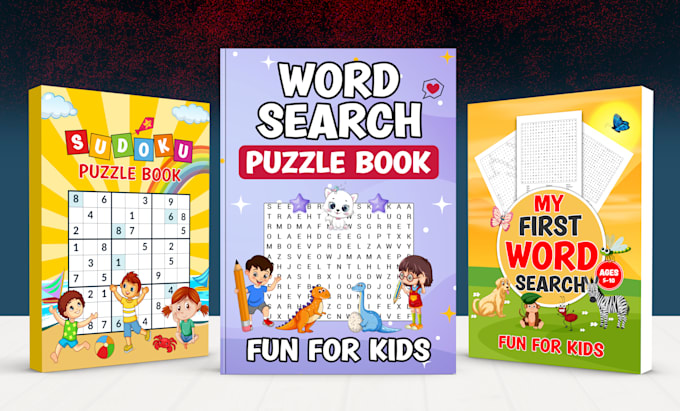 design sudoku word search puzzle mazes crossword activity book cover for kdp