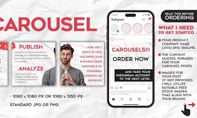 design carousel posts for instagram, facebook, store page