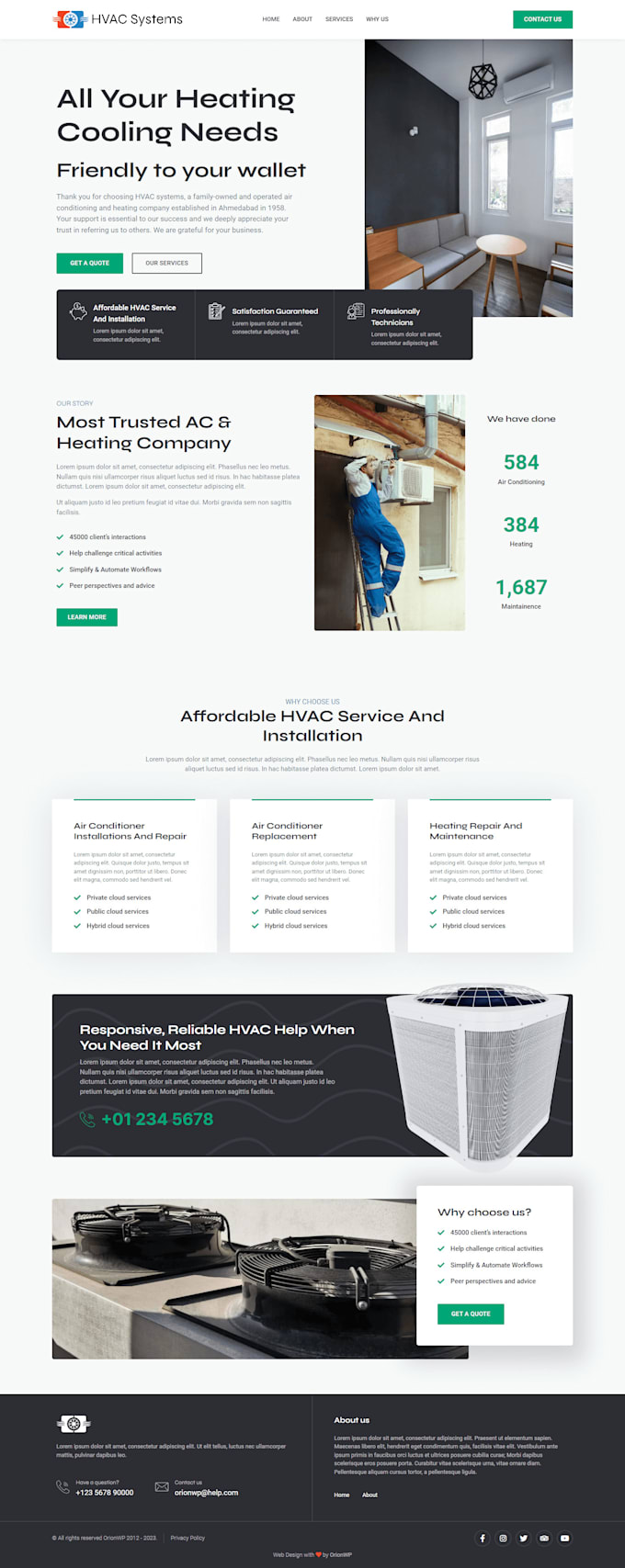 design hvac company website on wordpress with elementor pro