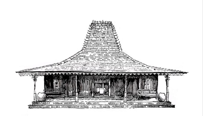 sketch a traditional indonesian house