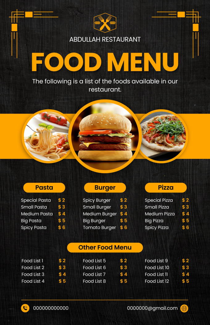 Design Restaurant Menu Food Menu Design In Just 4 Hours By Abd editorx 