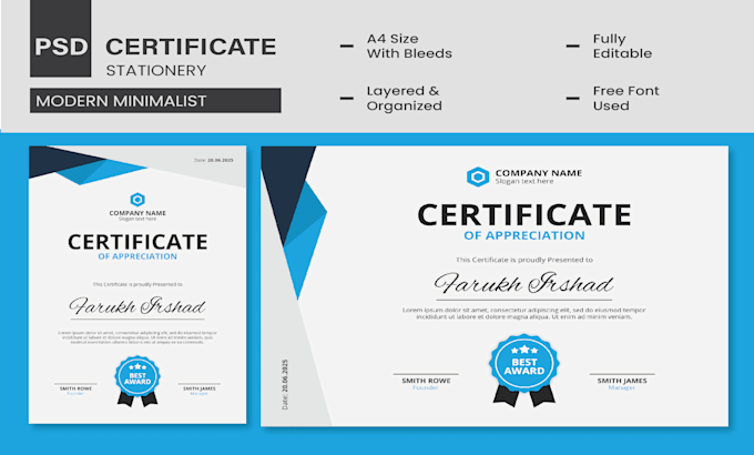 create certificate templates, diploma or award certificate