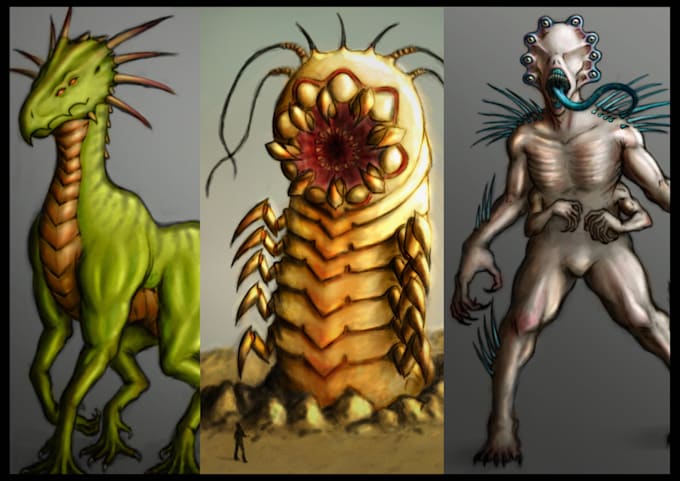 draw creature design illustrations or concept art