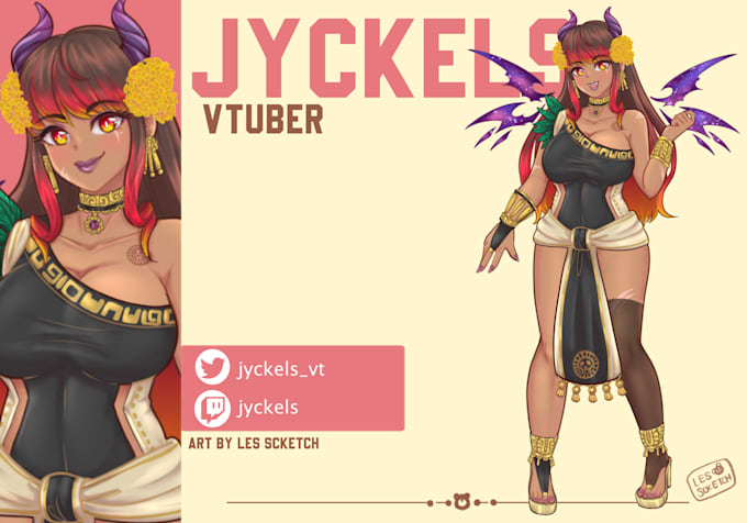 draw live2d anime character design for vtuber