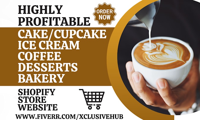 design cake coffee cookies chocolate ice cream bakery shopify store website