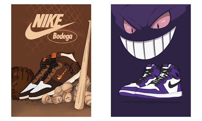 draw sneaker art and posters illustration