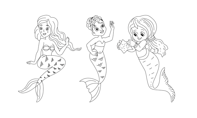 do 100 mermaid coloring page illustrations with fast delivery