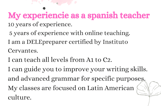 Spanish lessons, advanced grammar, exam preparation, culture by Laura ...