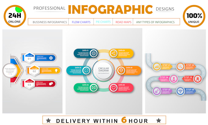 designs any kind of professional infographics within 24hrs