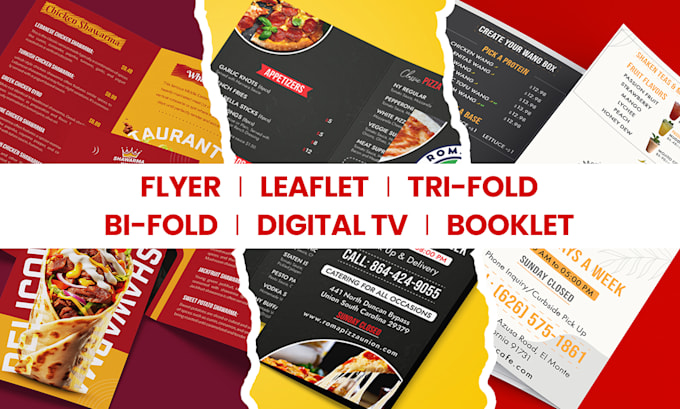 design restaurant, café, fast food, ice cream, trifold, dessert, takeaway menu