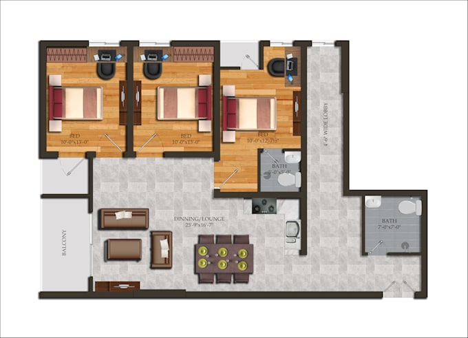 do photoshop renders of master plan floor plans
