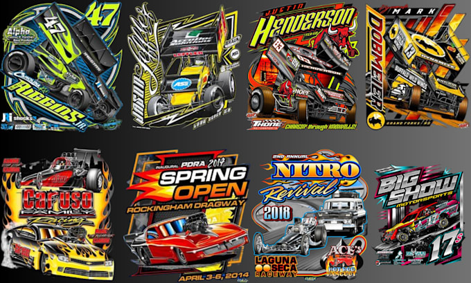 create professional automotive design illustration for your racing car tshirt