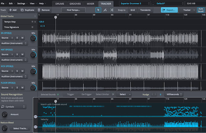 layer samples over your live drum audio using superior drummer 3