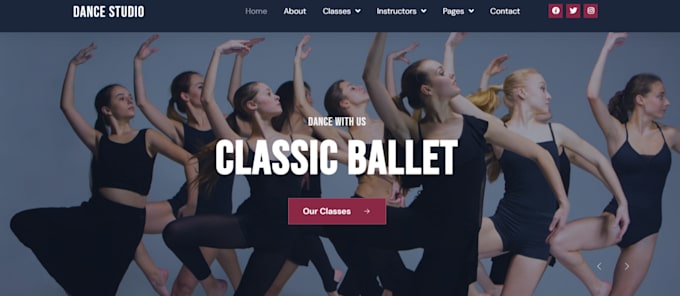 design professional dance website, dance studio website, yoga website