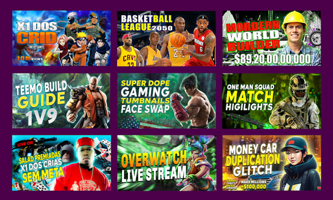design eye catchy gaming youtube thumbnail