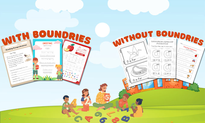 create custom activity books, english and math worksheets for kids