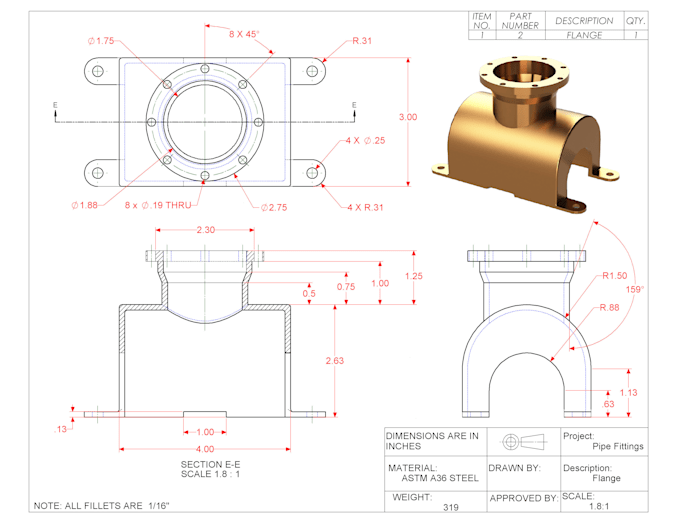 do mechanical engineering drafting or 2d drawings by freecad