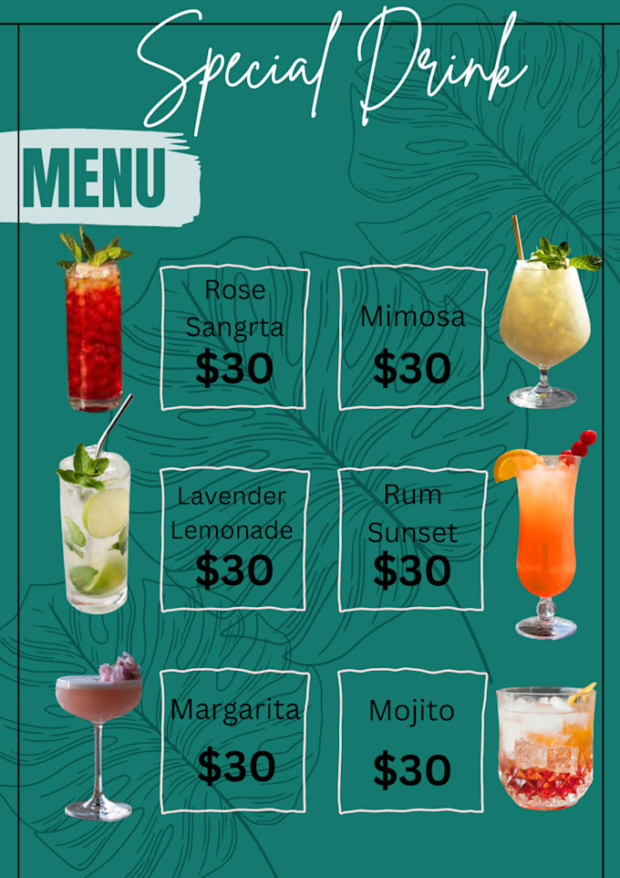 Design eye catching and unique menu card for your business by Huda ...
