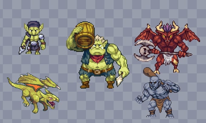 draw or animate pixel creature or monster